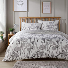Olivia Rocco Meadow Grey Reversible Duvet Cover Set, Microfibre