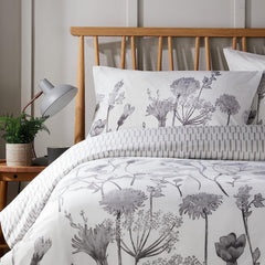 Olivia Rocco Meadow Grey Reversible Duvet Cover Set, Microfibre