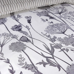 Olivia Rocco Meadow Grey Reversible Duvet Cover Set, Microfibre