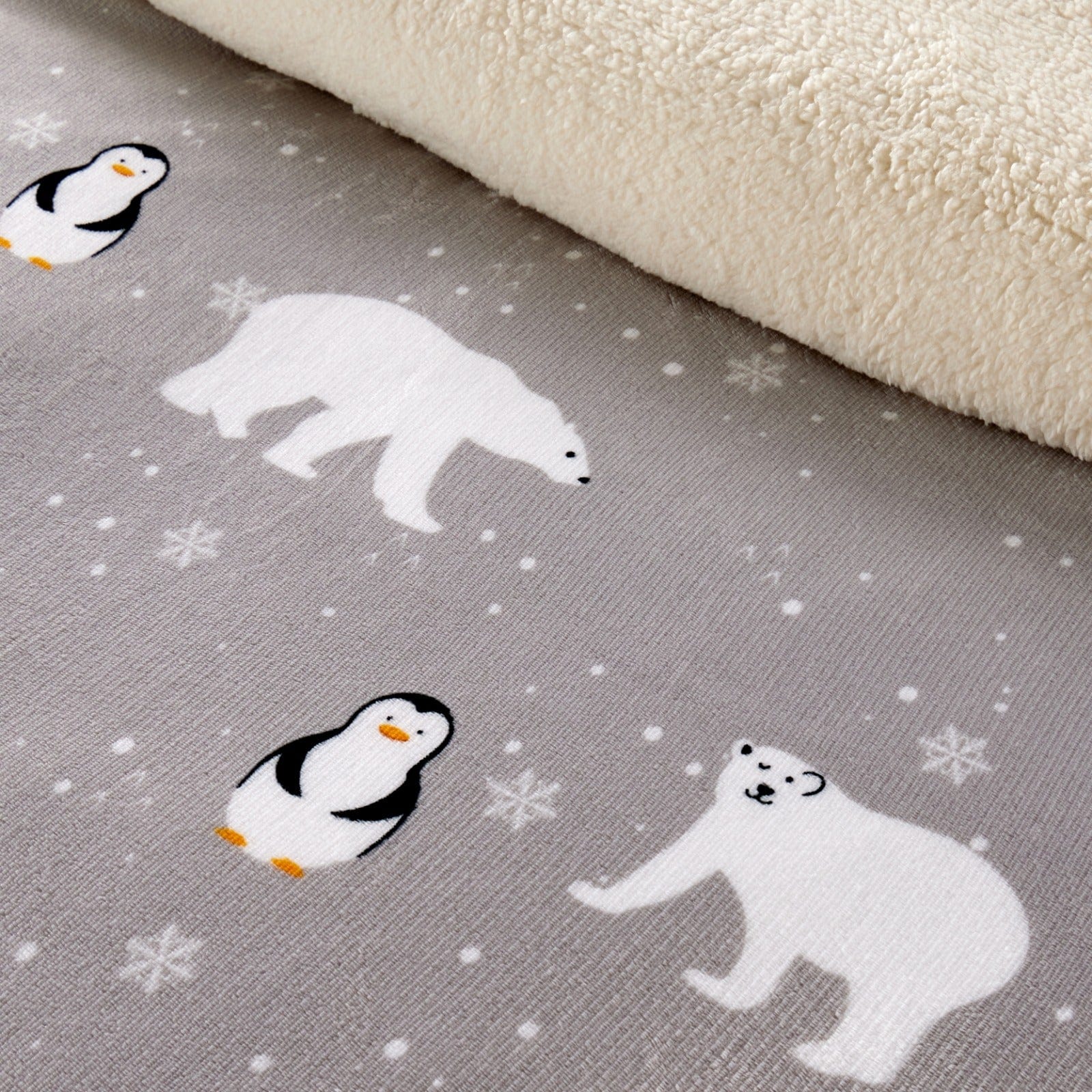 Olivia Rocco Polar Bear and Penguin Teddy Fleece Duvet Cover Set