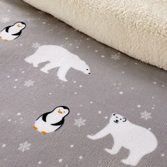 Olivia Rocco Polar Bear and Penguin Teddy Fleece Duvet Cover Set