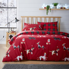 Olivia Rocco Christmas Dogs Reversible Duvet Cover Set, Cotton Rich