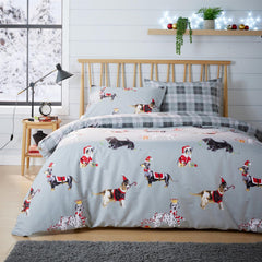 Olivia Rocco Christmas Dogs Reversible Duvet Cover Set, Cotton Rich