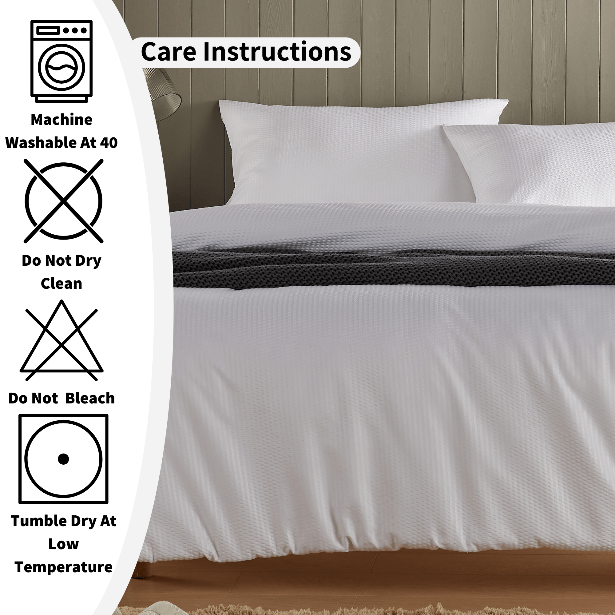 Olivia Rocco Monaco Seersucker Duvet Cover Set, Grey or White