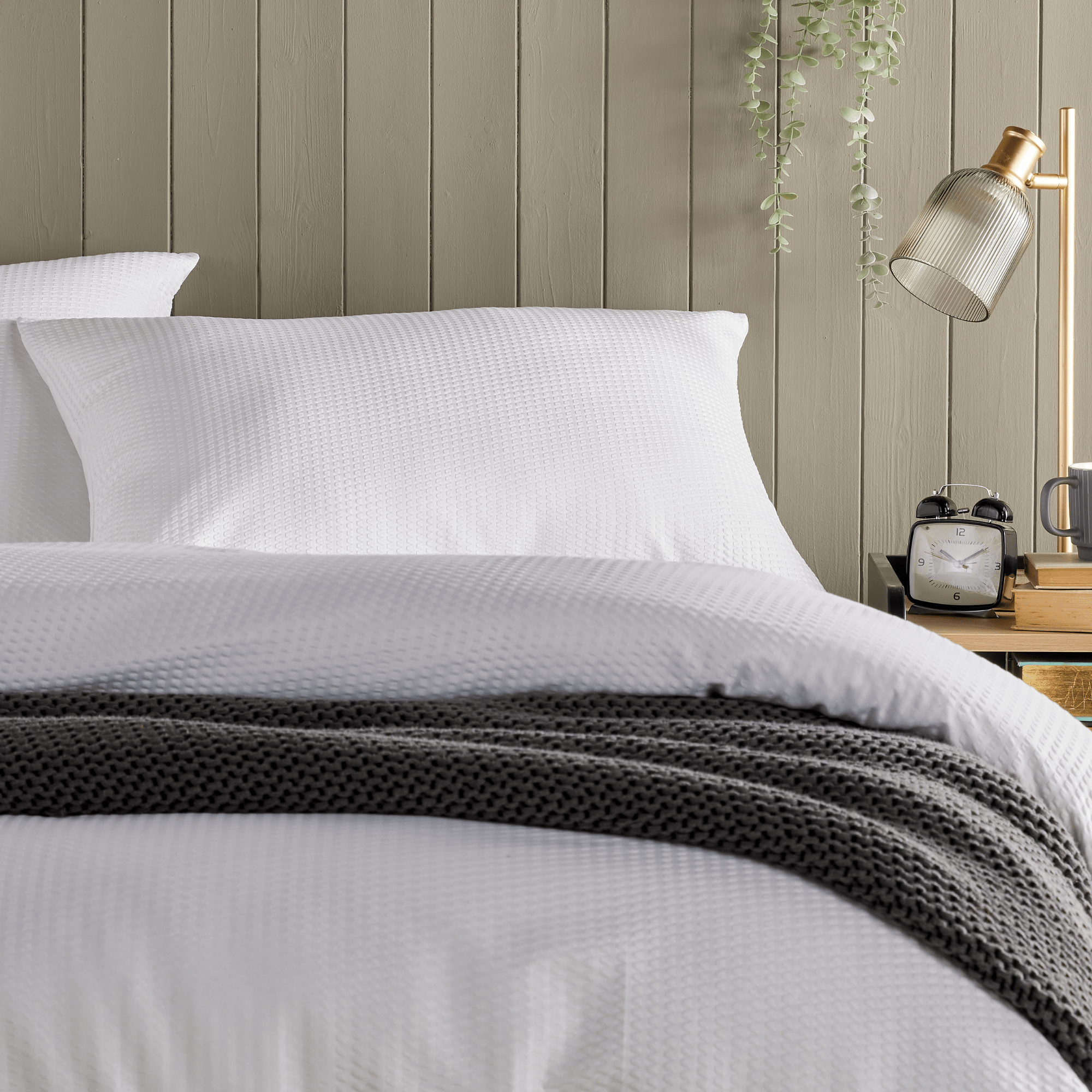 Olivia Rocco Monaco Seersucker Duvet Cover Set, Grey or White
