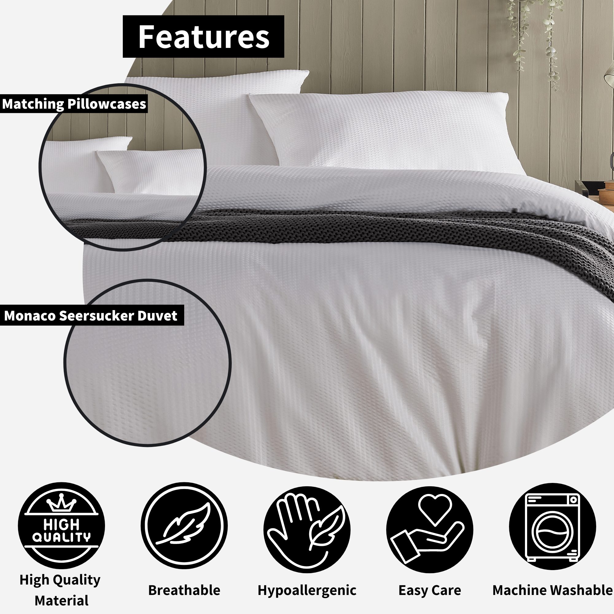 Olivia Rocco Monaco Seersucker Duvet Cover Set, Grey or White