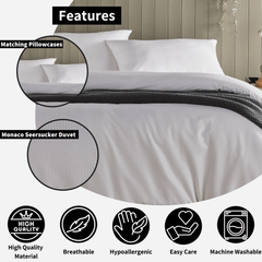 Olivia Rocco Monaco Seersucker Duvet Cover Set, Grey or White