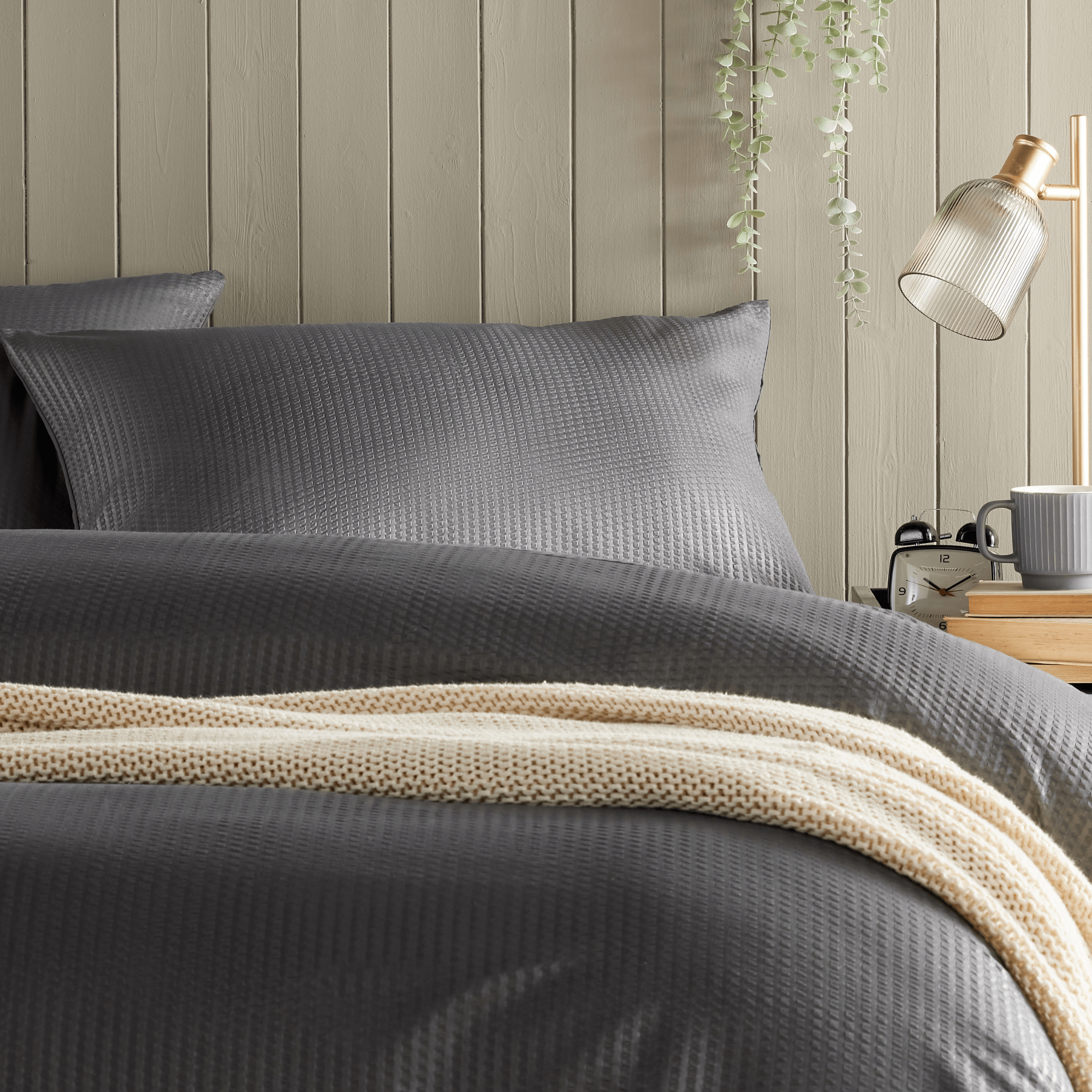 Olivia Rocco Monaco Seersucker Duvet Cover Set, Grey or White