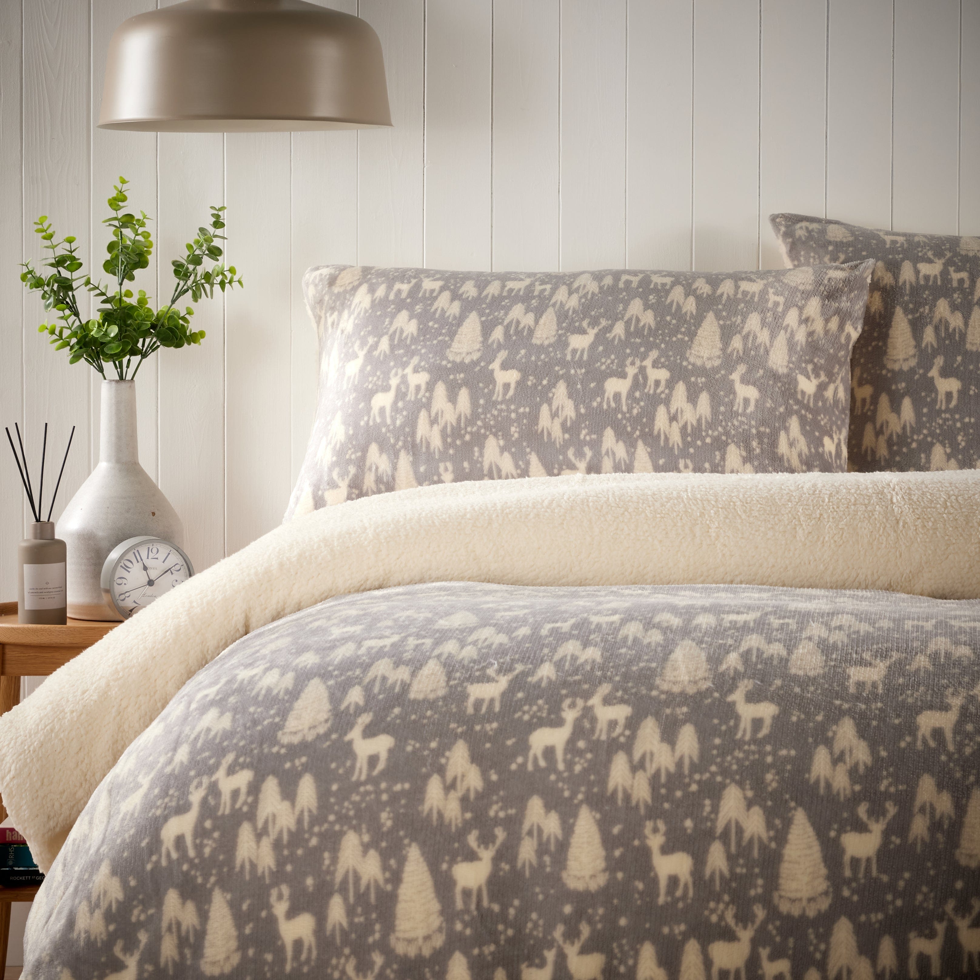 Olivia Rocco Woodland Animals Teddy Fleece Duvet Set, Sherpa Reverse