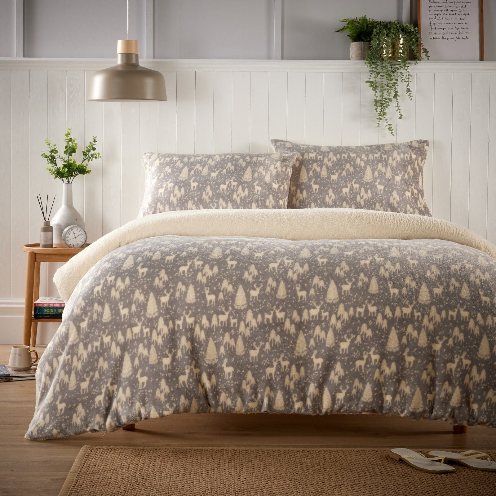 Olivia Rocco Woodland Animals Teddy Fleece Duvet Set, Sherpa Reverse