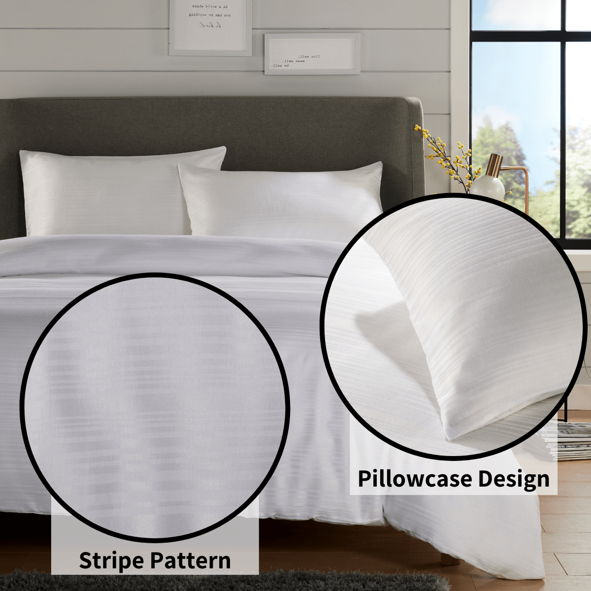 Olivia Rocco Stripe Jacquard Reversible Duvet Cover Set, Cotton Blend