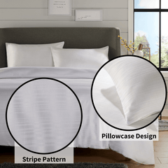 Olivia Rocco Stripe Jacquard Reversible Duvet Cover Set, Cotton Blend