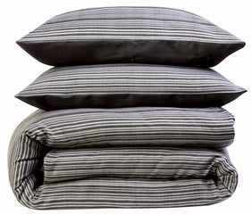 Olivia Rocco Stripe Jacquard Reversible Duvet Cover Set, Cotton Blend