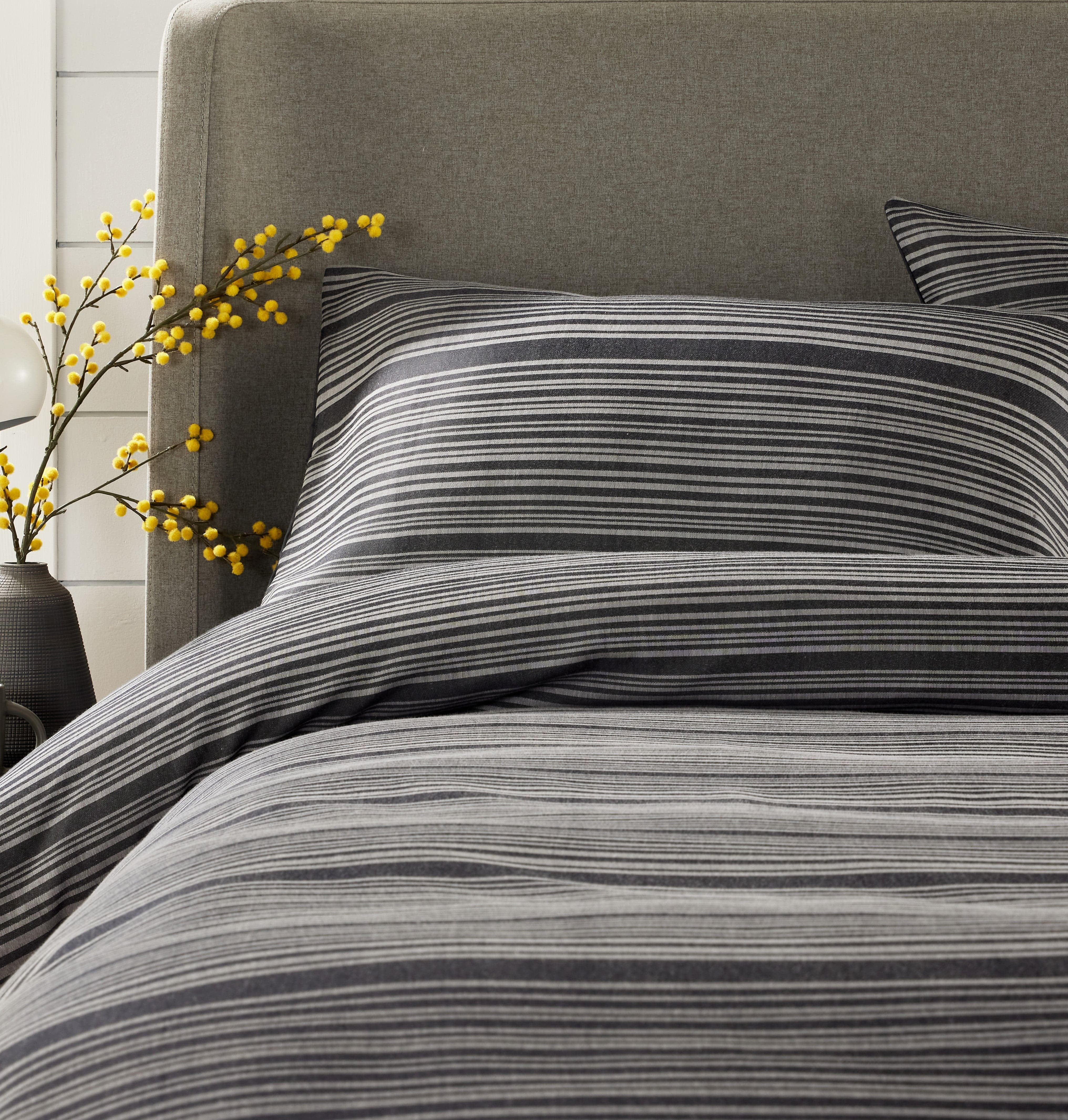 Olivia Rocco Stripe Jacquard Reversible Duvet Cover Set, Cotton Blend