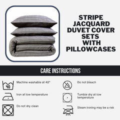 Olivia Rocco Stripe Jacquard Reversible Duvet Cover Set, Cotton Blend