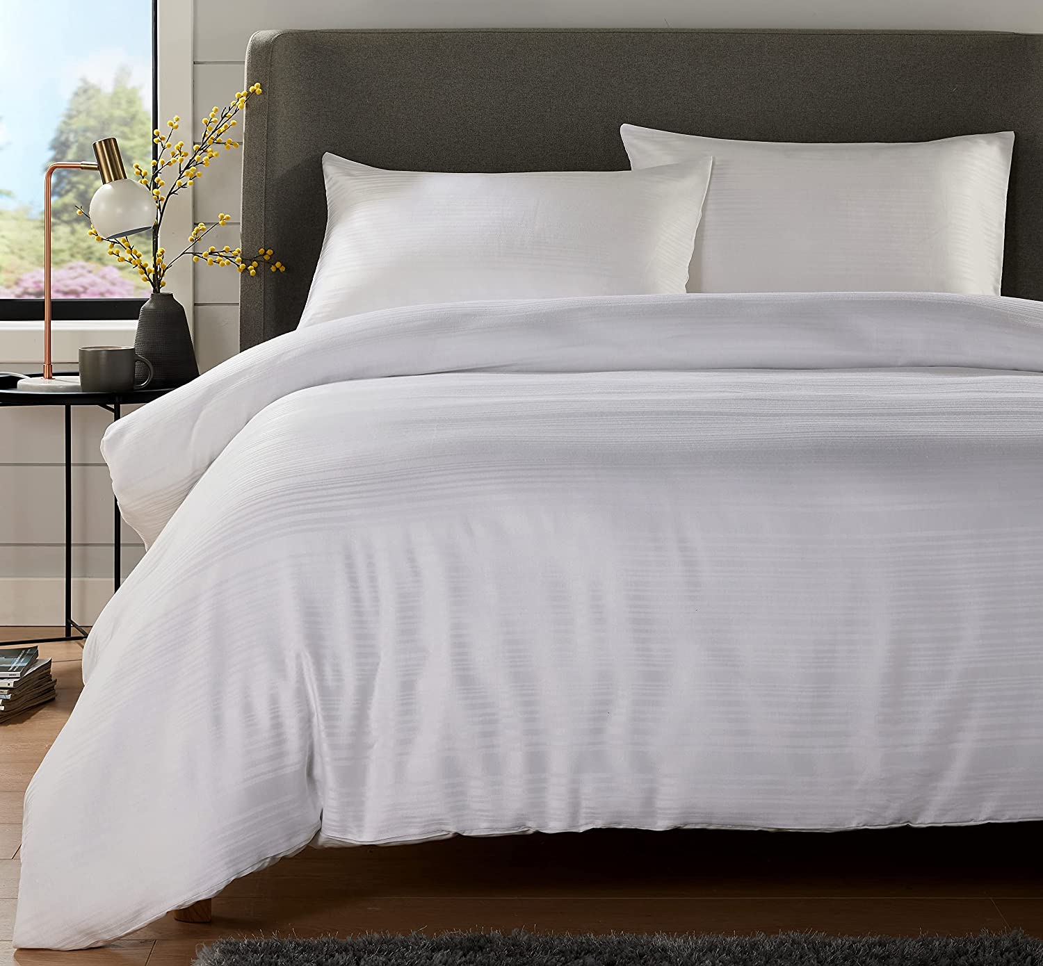 Olivia Rocco Stripe Jacquard Reversible Duvet Cover Set, Cotton Blend
