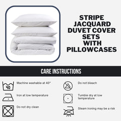 Olivia Rocco Stripe Jacquard Reversible Duvet Cover Set, Cotton Blend