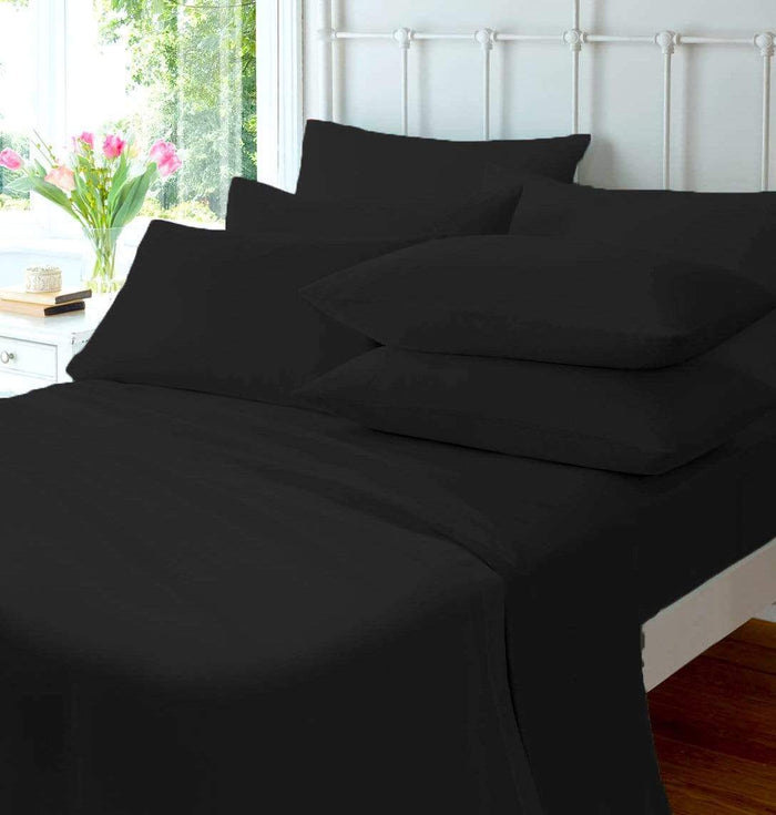 Olivia Rocco Flannelette Flat Sheet, 100% Brushed Cotton, Black