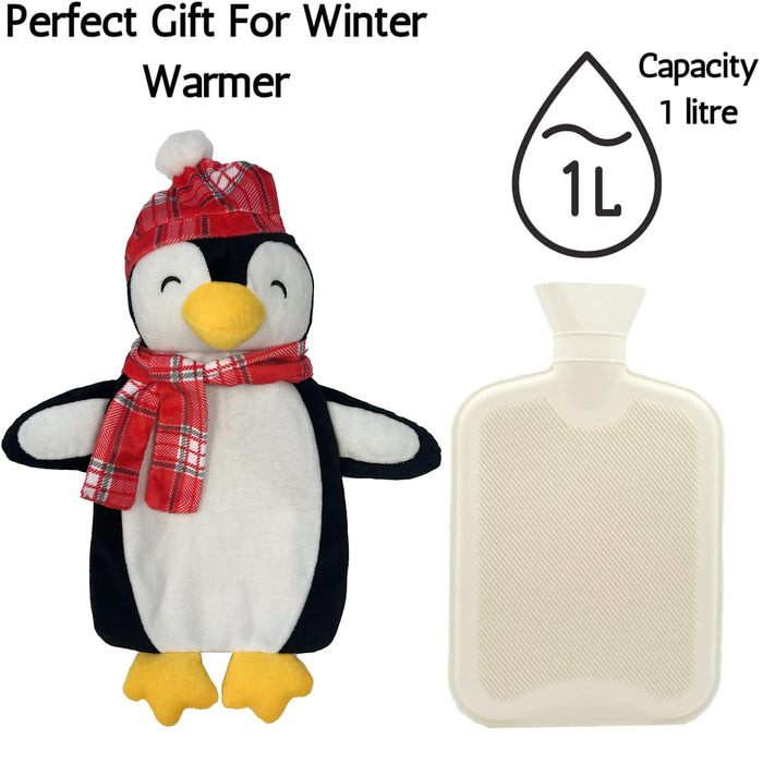 Olivia Rocco 1 Litre Hot Water Bottle with Penguin Fleece Cover, image 2