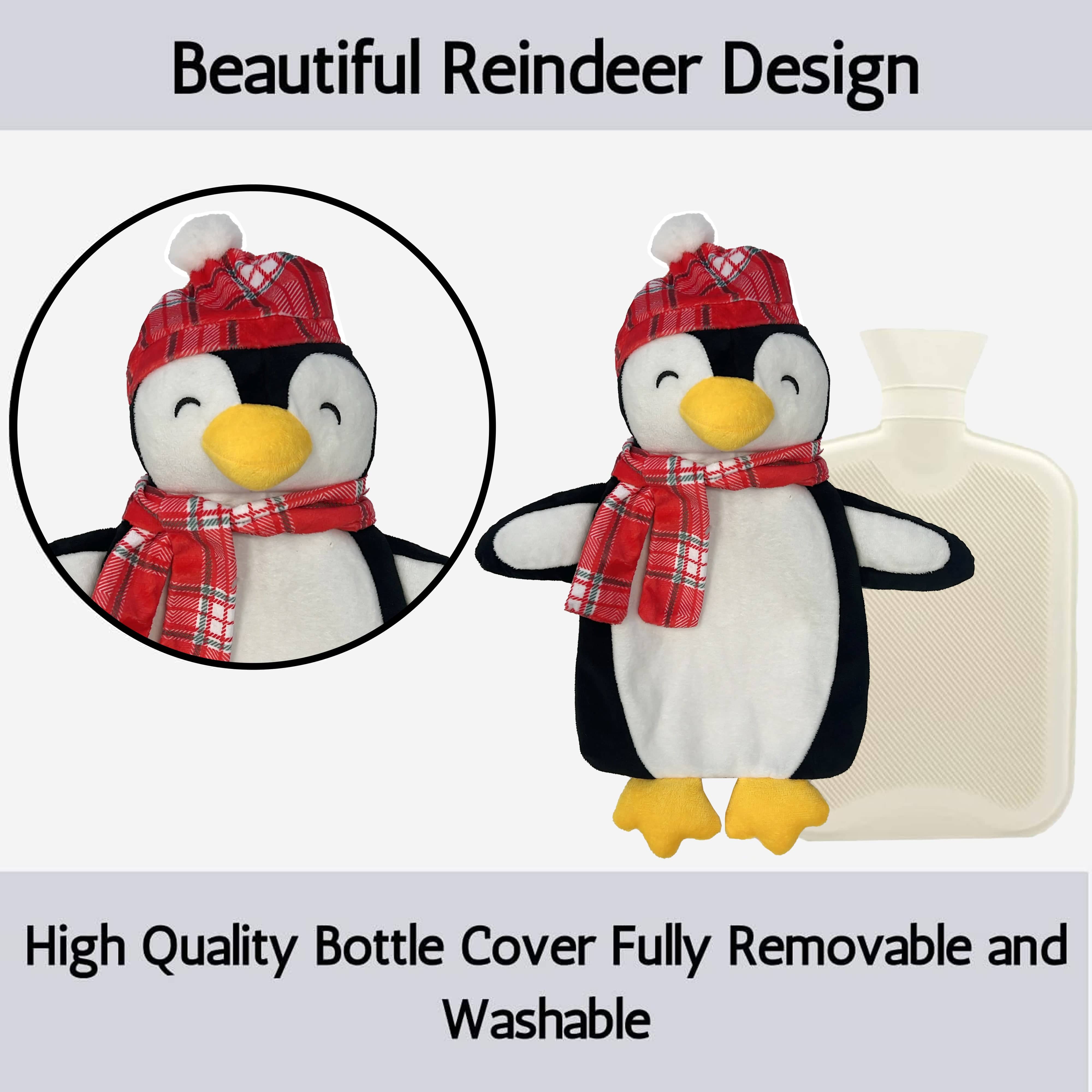 Olivia Rocco 1 Litre Hot Water Bottle with Penguin Fleece Cover
