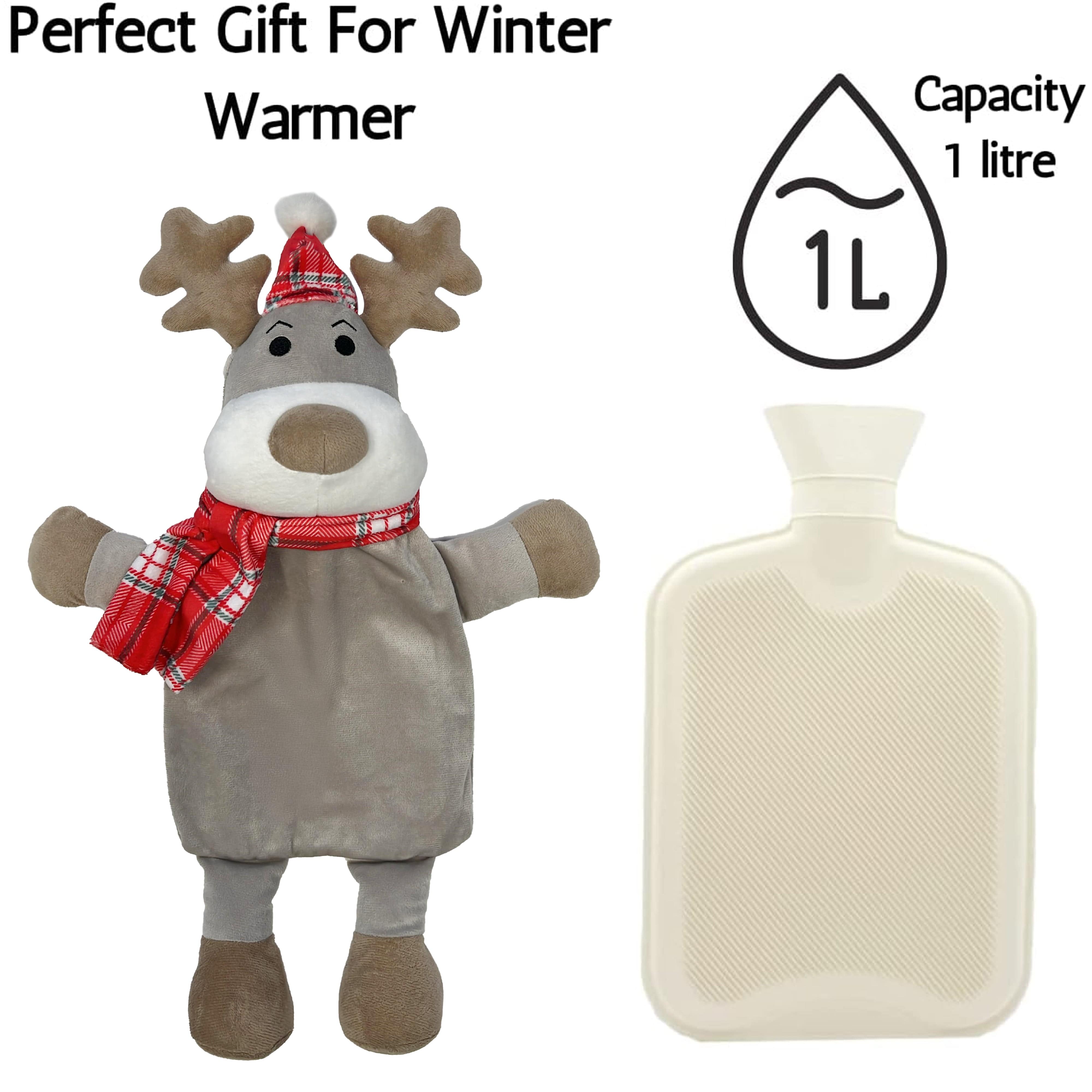 Olivia Rocco 1 Litre Hot Water Bottle with Reindeer Fleece Cover