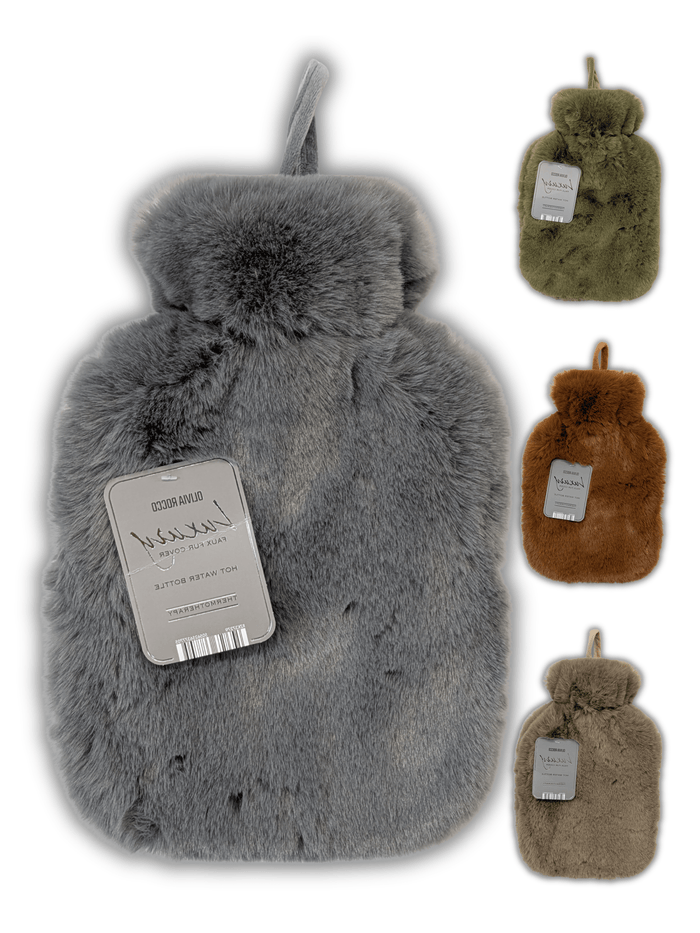 Olivia Rocco 2 Litre Hot Water Bottle with Faux Fur Cover