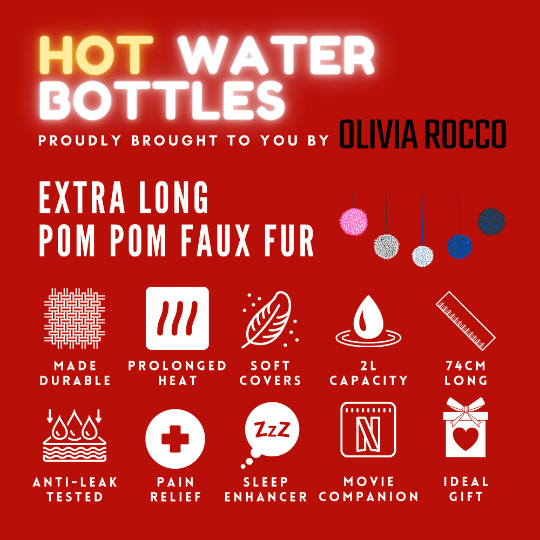 Olivia Rocco Extra Long 2 Litre Hot Water Bottle, Faux Fur Cover