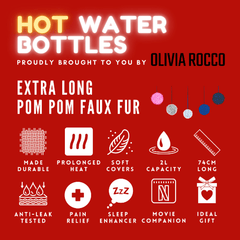 Olivia Rocco Extra Long 2 Litre Hot Water Bottle, Faux Fur Cover