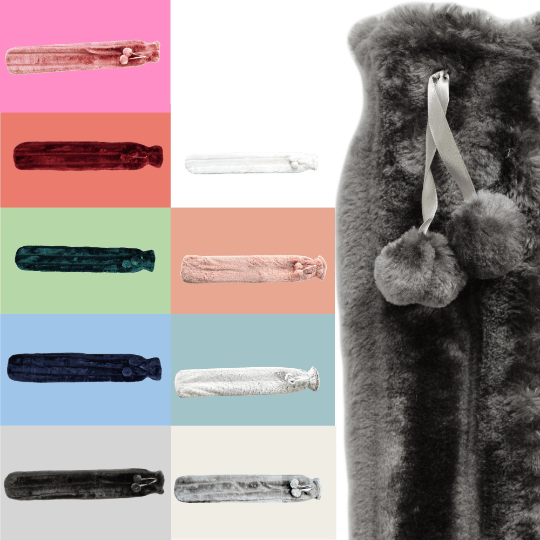 Olivia Rocco Extra Long 2 Litre Hot Water Bottle, Faux Fur Cover