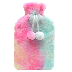 Olivia Rocco 2 Litre Hot Water Bottle, Rainbow Tie Dye Faux Fur Cover