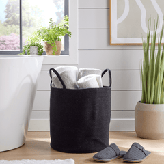 Olivia Rocco Woven Cotton Rope Laundry Basket with Handles, 40 x 40 cm