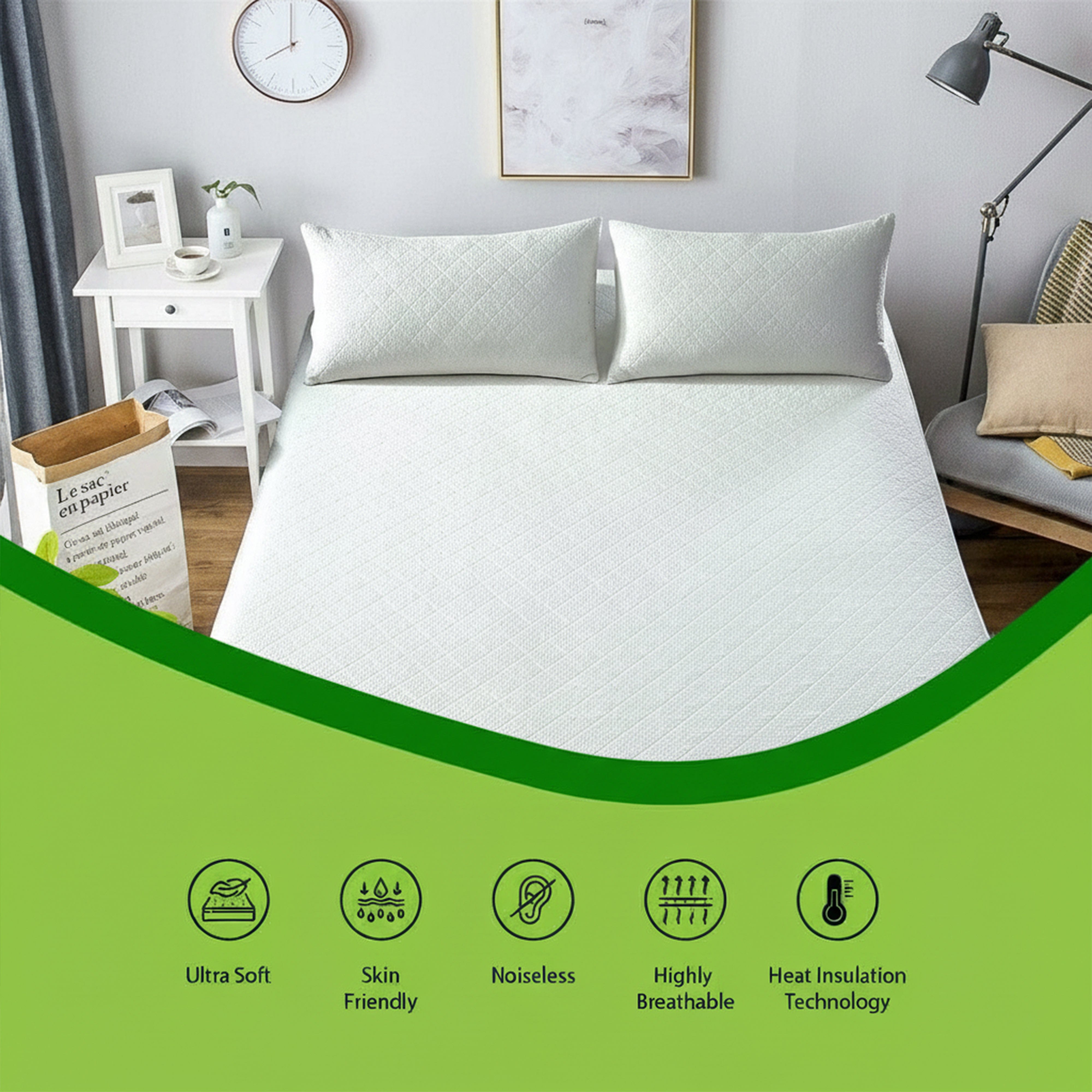 Olivia Rocco Bamboo Quilted Waterproof Mattress Protector, 30cm Deep