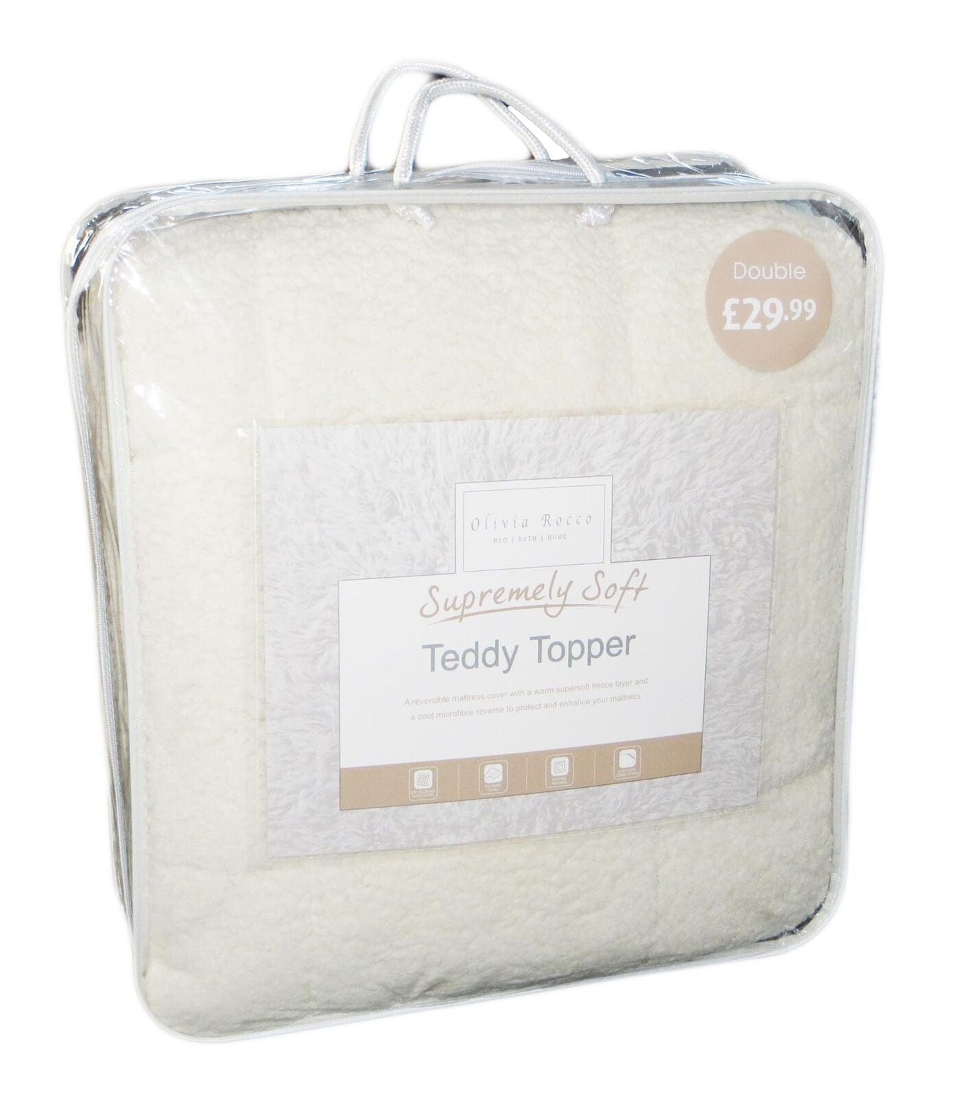 Olivia Rocco Dual Sided Teddy Mattress Topper, Extra Deep 30cm