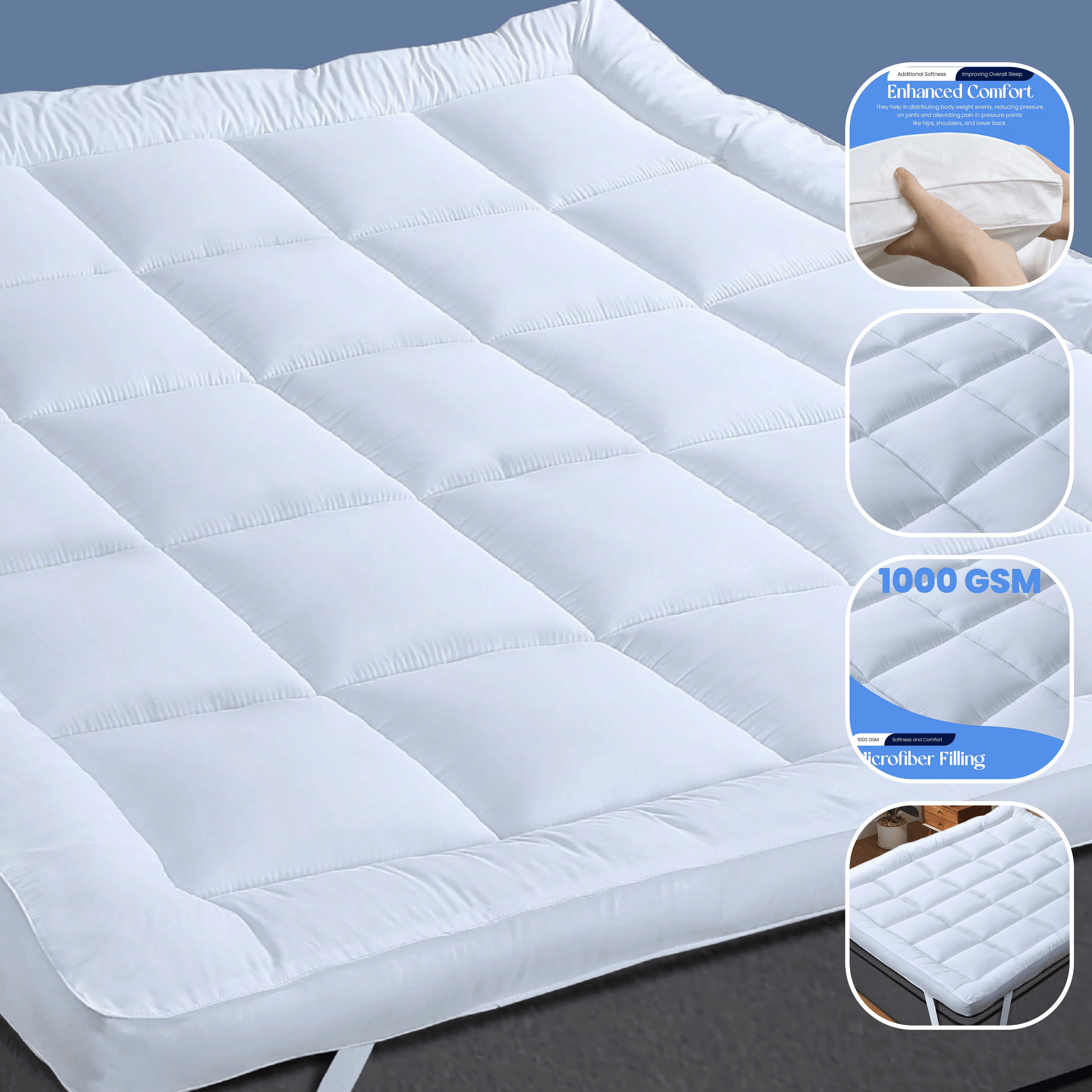 Olivia Rocco Microfibre Mattress Topper, Extra Deep, Polyester Filling