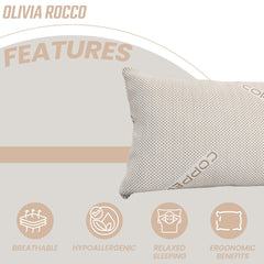 Olivia Rocco Memory Foam Pillow, Copper Infused Cover, 50 x 75 cm