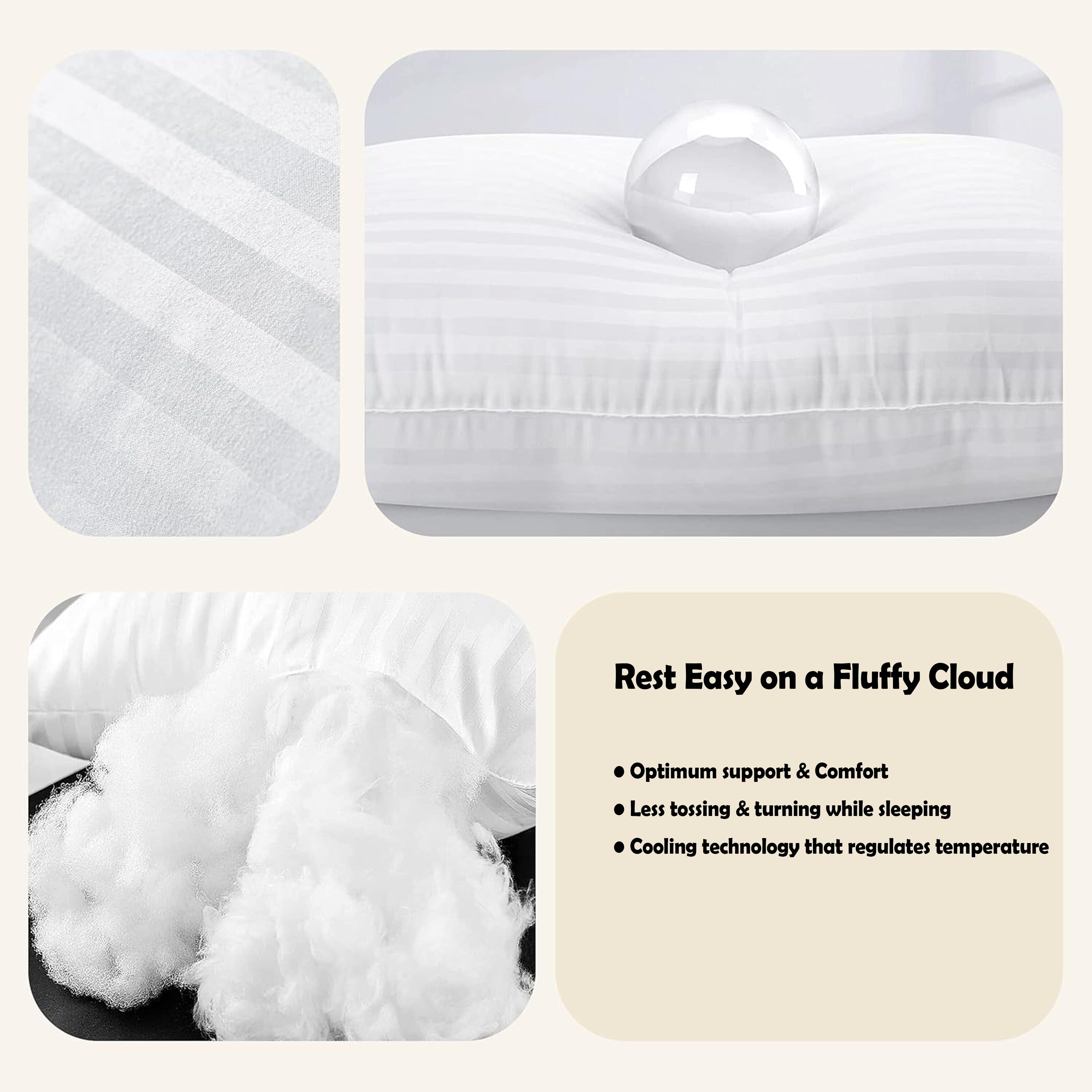 Olivia Rocco Hollowfibre Pillows, Pack of 2, Polycotton Stripe Cover