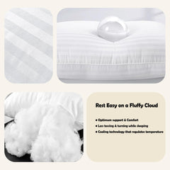 Olivia Rocco Hollowfibre Pillows, Pack of 2, Polycotton Stripe Cover
