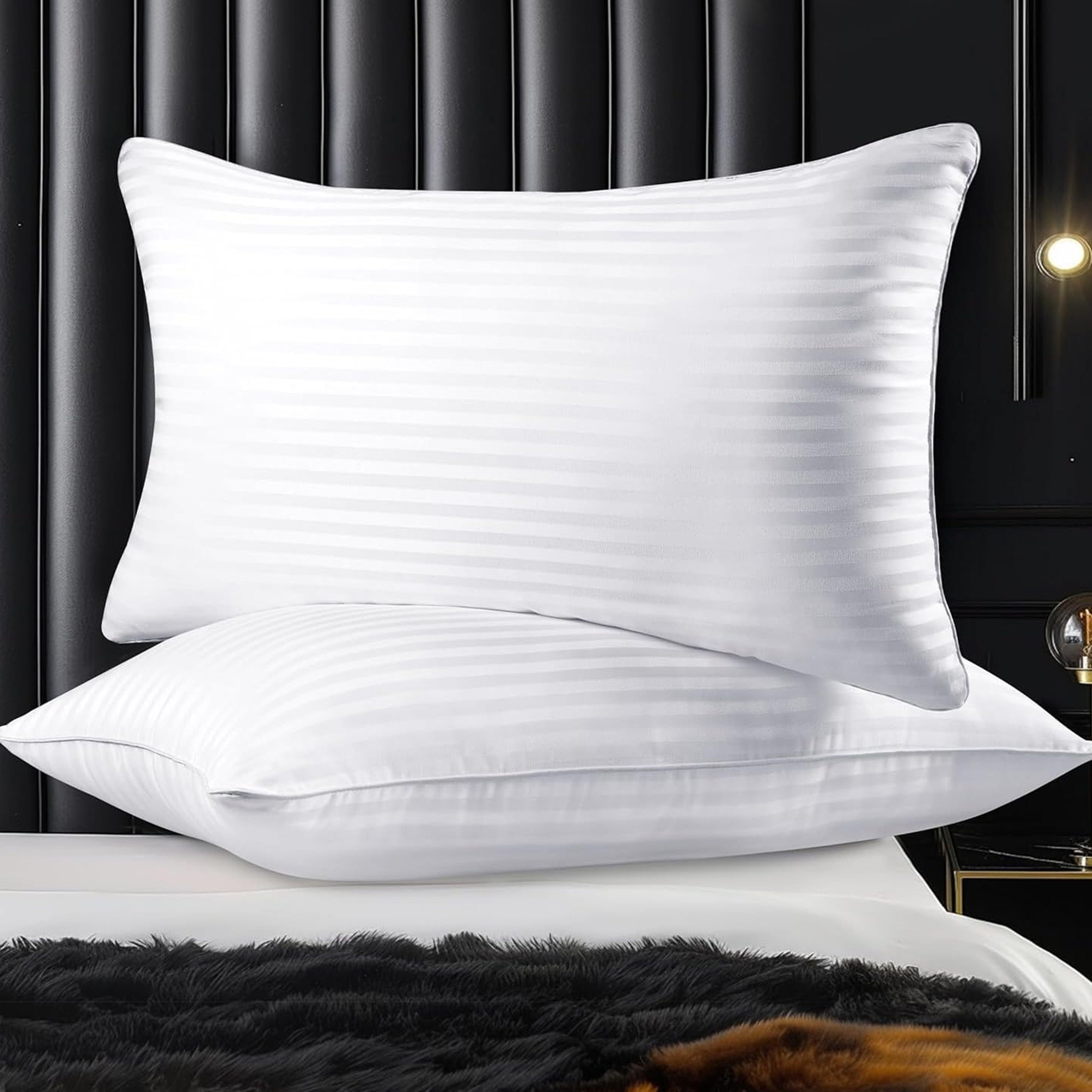 Olivia Rocco Hollowfibre Pillows, Pack of 2, Polycotton Stripe Cover