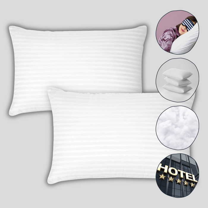 Olivia Rocco Hollowfibre Pillows, Pack of 2, Polycotton Stripe Cover