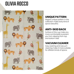 Olivia Rocco Safari Animal Print Rug, 60 x 90 cm, Recycled Polyester