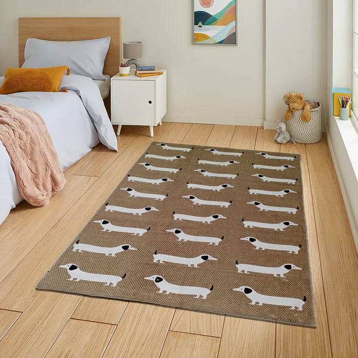Olivia Rocco Sausage Dog Print Rug, 60 x 90 cm, Recycled Polyester