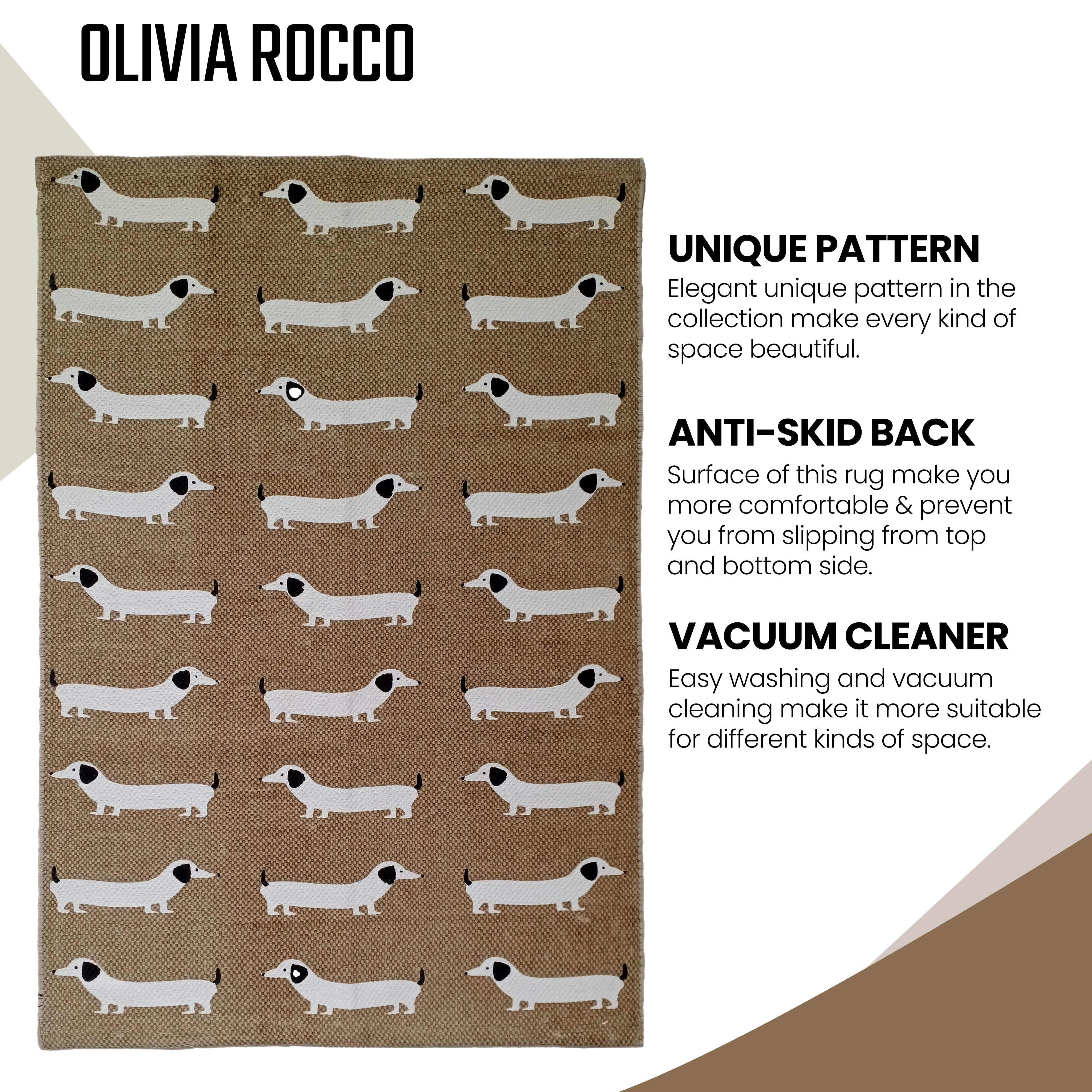 Olivia Rocco Sausage Dog Print Rug, 60 x 90 cm, Recycled Polyester