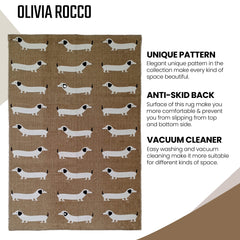 Olivia Rocco Sausage Dog Print Rug, 60 x 90 cm, Recycled Polyester