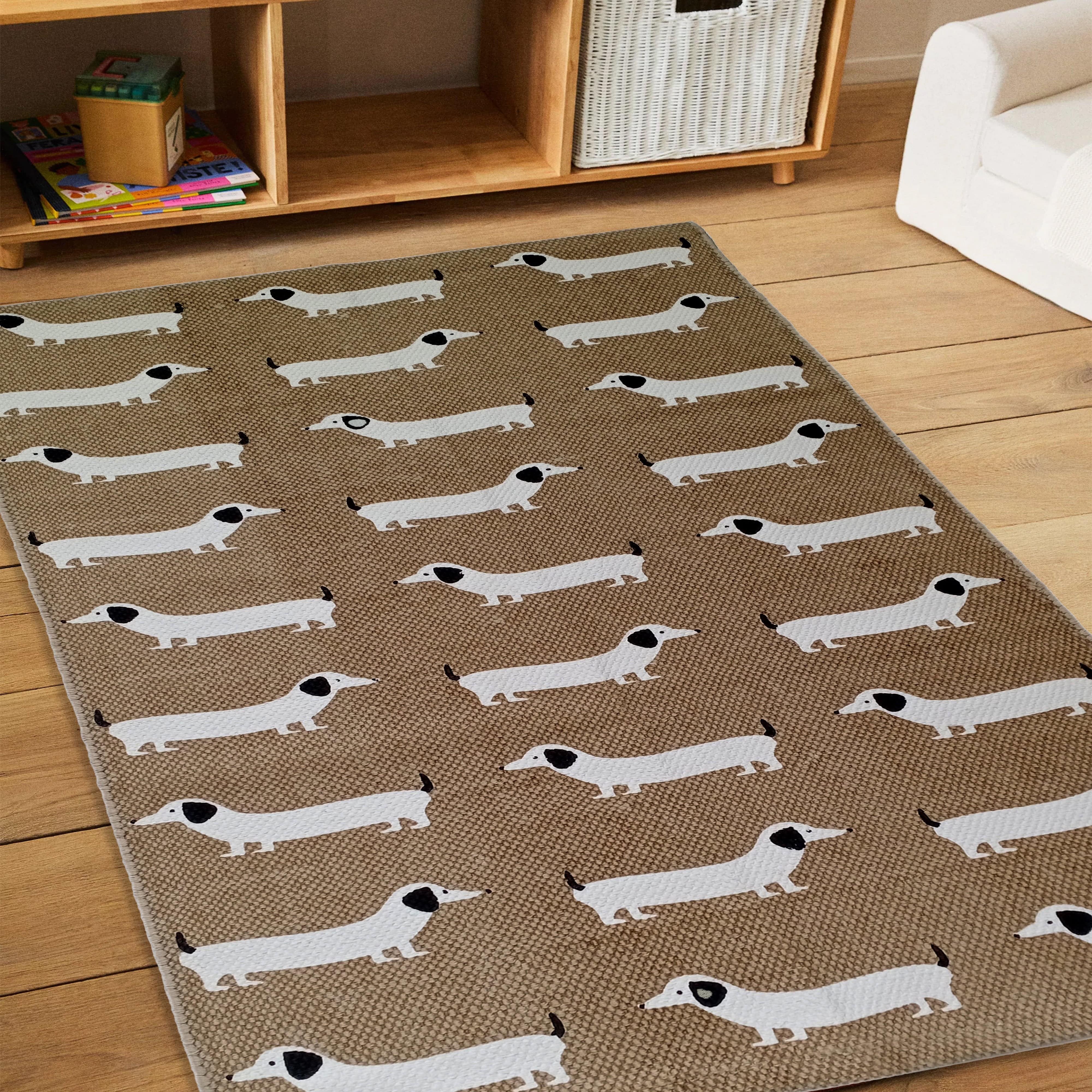 Olivia Rocco Sausage Dog Print Rug, 60 x 90 cm, Recycled Polyester