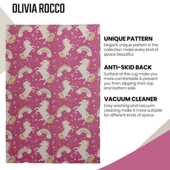 Olivia Rocco Unicorn Print Rug, 60 x 90 cm, Recycled Polyester