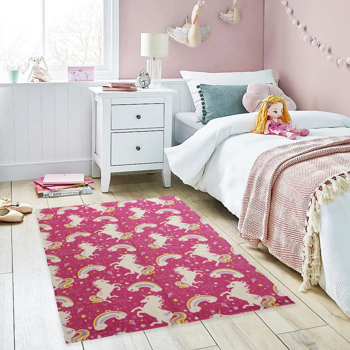 Olivia Rocco Unicorn Print Rug, 60 x 90 cm, Recycled Polyester