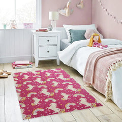 Olivia Rocco Unicorn Print Rug, 60 x 90 cm, Recycled Polyester