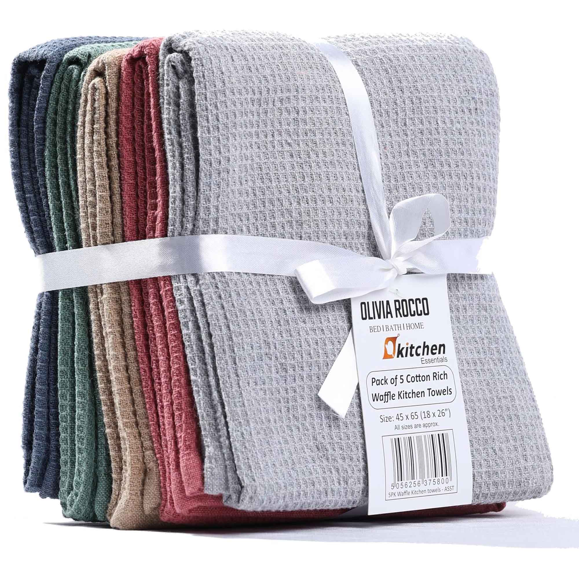 Olivia Rocco Waffle Tea Towels, Pack of 20, 100% Cotton, 45 x 65 cm