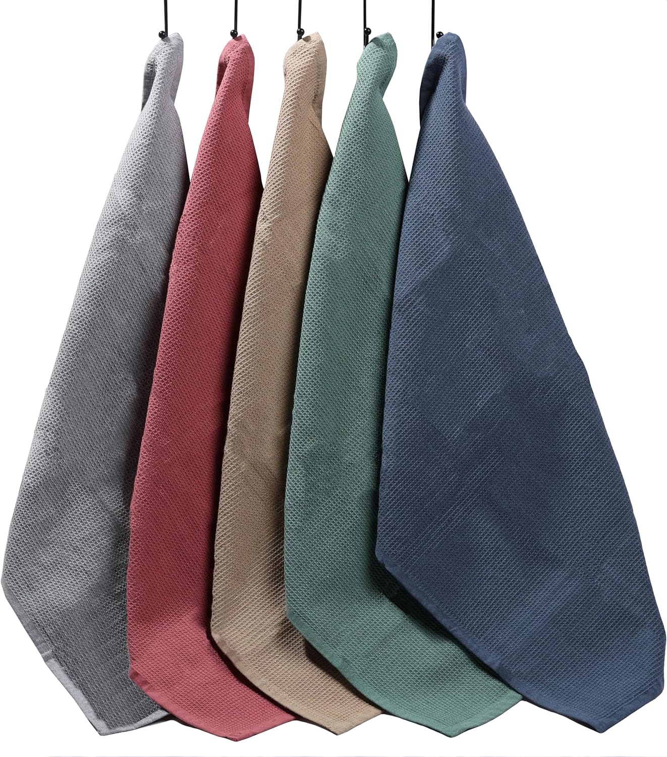Olivia Rocco Waffle Cotton Tea Towels, Pack of 5, Assorted Colours