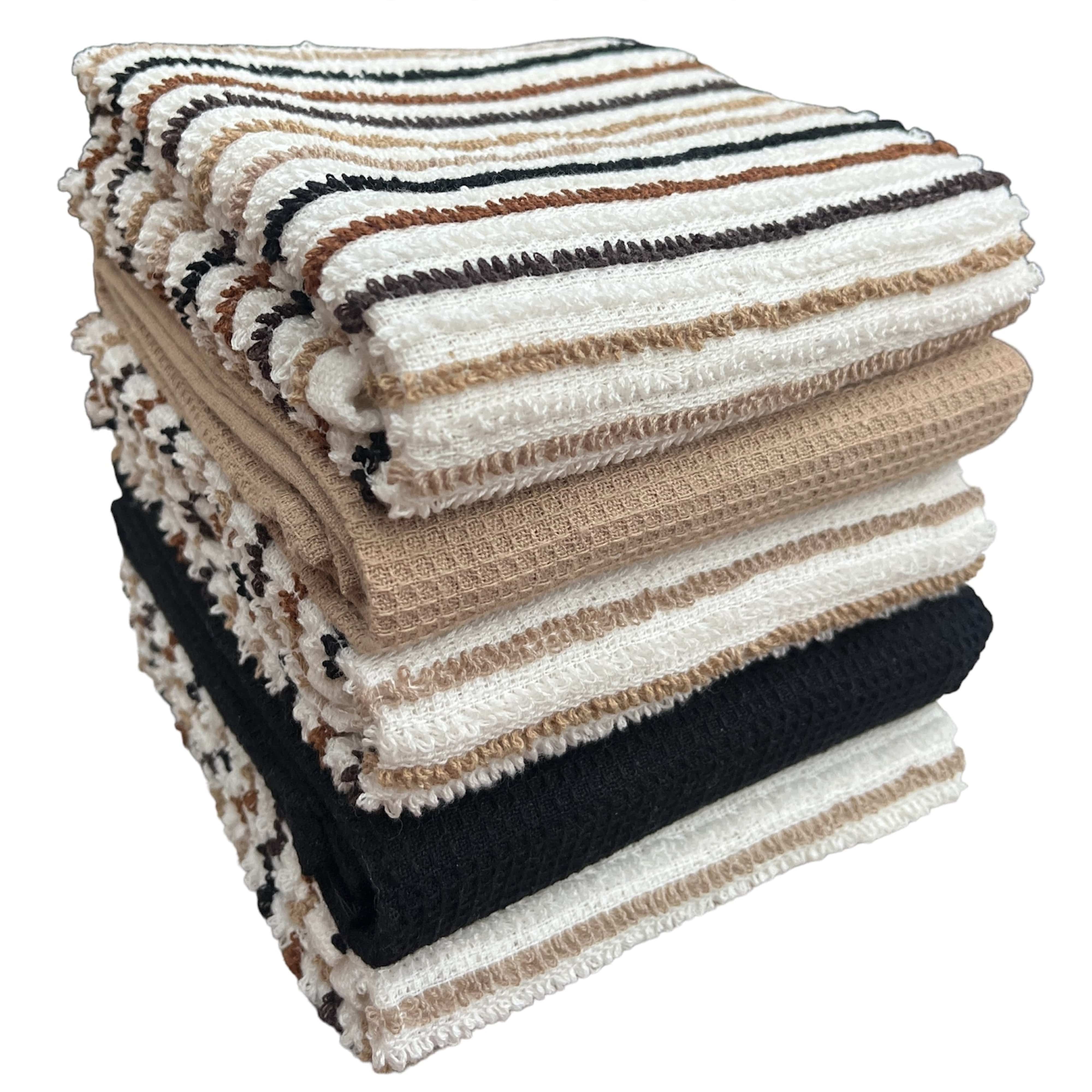 Olivia Rocco Striped Waffle Tea Towels, Pack of 5, Cotton Blend